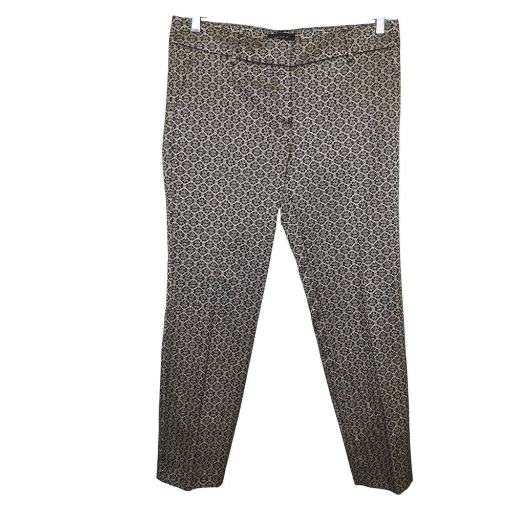 Ann Taylor Womens Metallic Brocade Patterned Slim Ankle Pants Size 8